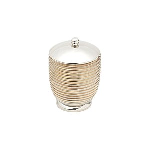 PORTA ALGODÃO DE VIDRO C/AÇO INOX NIQUELADO ÉVORA DOURADO