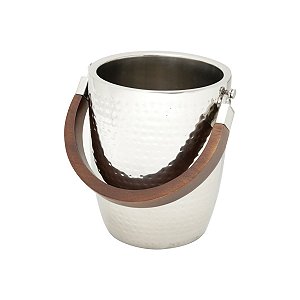 BALDE TERMICO P/ VINHO DE AÇO INOX C/ALÇA DE MADEIRA BAMBERG