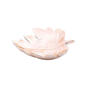 PRATO DE CERÂMICA C/PINTURA ELETROSTÁTICA FOLHA ROSÉ GOLD
