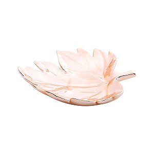 PRATO DE CERÂMICA C/PINTURA ELETROSTÁTICA FOLHA ROSÉ GOLD