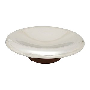 CENTRO DE MESA DE AÇO INOX C/BASE DE MADEIRA SATURN