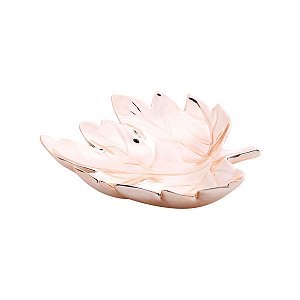 PRATO DE CERÂMICA C/PINTURA ELETROSTÁTICA FOLHA ROSÉ GOLD