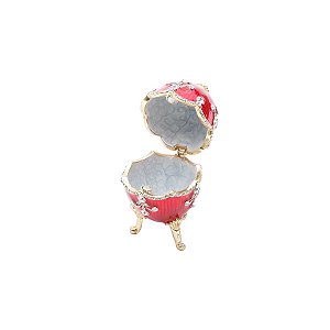 PORTA JÓIAS DE ZAMAC OVO JEBERGÉ ROYAL VERMELHO 5X5X8,5CM