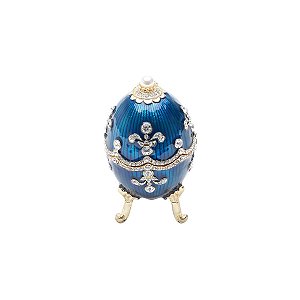 PORTA JÓIAS DE ZAMAC OVO JEBERGÉ ROYAL AZUL 5X5X8,5CM