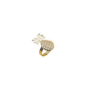 CJ 4 ANÉIS P/GUARDANAPO DE ZAMAC PINEAPPLE DOURADO 5cm