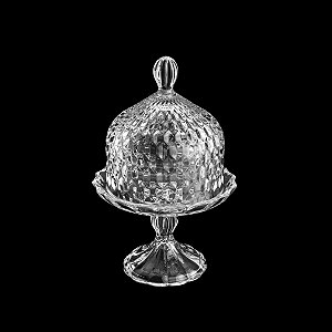 PRATO P/CUP CAKE C/TAMPA DE CRISTAL BUBBLE 13,5x21cm