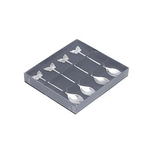 CJ 4 COLHERES P/CAFÉ DE ZAMAC NIQUELADO BUTTERFLY 11cm