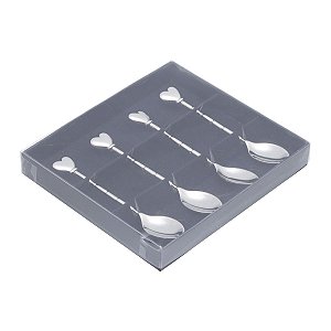CJ 4 COLHERES P/CAFÉ DE ZAMAC NIQUELADO HEART 11cm