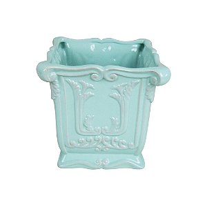 CACHEPOT CERAMICA ROMAN VERDE 21 X 21 X 19.5 CM