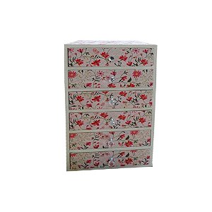 COMODA MADEIRA ROMANCE FLOWERS 6 GAVETAS ROSA