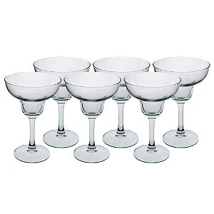 JOGO DE 6 TACAS PARA COQUETEL MARGARITA EM VIDRO TEMPERADO 270ML A16,4CM