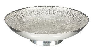 CENTRO DE MESA MANDALA EM LATAO PRATEADO 24CM