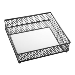 BANDEJA DE METAL C/ESPELHO BARCELONA PRETA 17x17x5cm