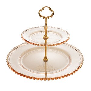 PRATO DUPLO CRISTAL P/DOCES PEARL ÂMBAR 19/32x24cm