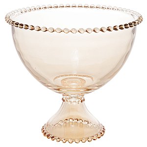 SALADEIRA CRISTAL C/PÉ PEARL ÂMBAR 21x19cm