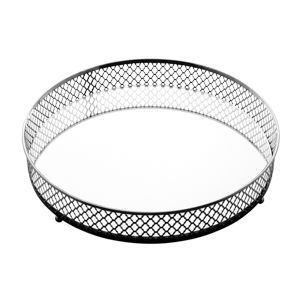 BANDEJA DE METAL C/ESPELHO BARCELONA PRETA 25x5cm