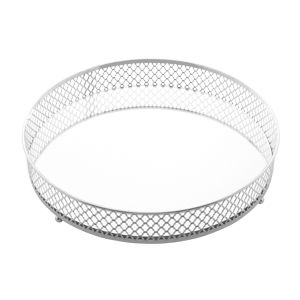 BANDEJA DE METAL C/ESPELHO BARCELONA PRATEADA 25x5cm