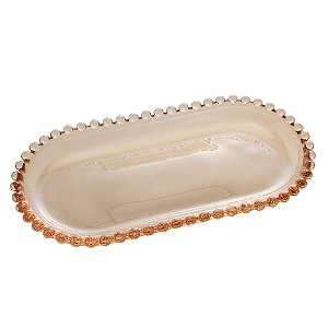 TRAVESSA CRISTAL OVAL PEARL ÂMBAR 24x12x2cm