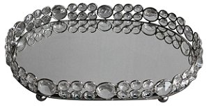 BANDEJA OVAL ESPELHADA METAL/VIDRO 29X20X5CM CLEAR