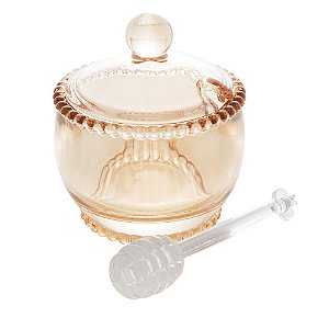MELEIRA CRISTAL C/COLHER PEARL ÂMBAR 10x8x7cm