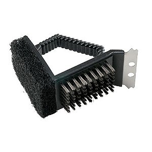 ESCOVA EASY GRILL 3 EM 1 CHURRASQUEIRA ACO PLASTICO 15CM
