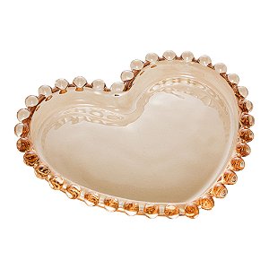 CJ 4 PRATOS CRISTAL CORAÇÃO PEARL ÂMBAR 12x10x1cm