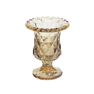 VASO C/PÉ DE VIDRO DIAMOND ÂMBAR METALIZADO 14,5x11,5cm