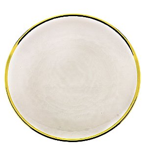 PRATO SOBREMESA CRISTAL C/BORDA DOURADA AGATE 21cm