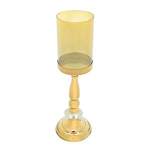 CASTIÇAL METAL ÂMBAR/DOURADO 13x41cm