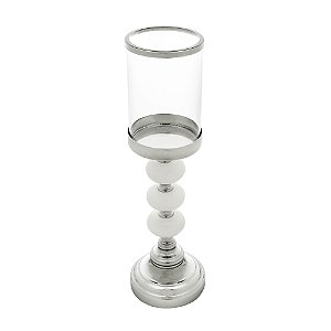 CASTIÇAL METAL BRANCO/PRATEADO 12x41cm