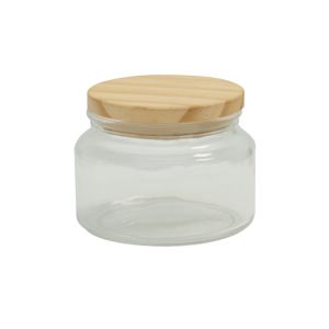 PORTA MANTIMENTO DE VIDRO C/TAMPA DE MADEIRA 350ml