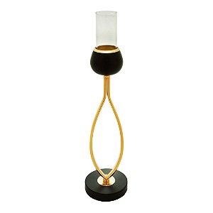CASTIÇAL METAL PRETO/DOURADO 12x49cm