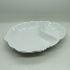 FOLHA DECORATIVA DE CERÂMICA BANANA LEAF BRANCO 26,5x20x4cm