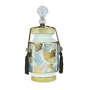 POTICHE DECORATIVO CERÂMICA FOLHAS 14x34cm
