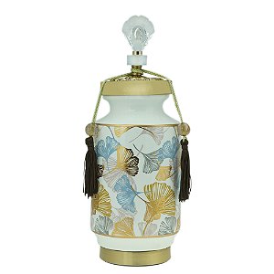 POTICHE DECORATIVO CERÂMICA FOLHAS 14x38cm