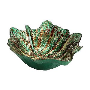 CENTRO DE MESA FOLHAGEM EM VIDRO L29,5XP25XA11,5CM COR VERDE
