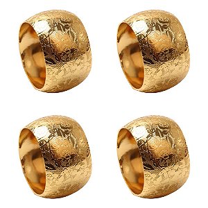 JOGO DE 4 ANEIS ROSAS PARA GUARDANAPO EM FERRO D4,2XA2,8CM COR DOURADO