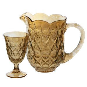 CJ 7PC JARRA C/6 TAÇAS  CRISTAL P/ÁGUA LILE ÂMBAR 1,5l/240ml