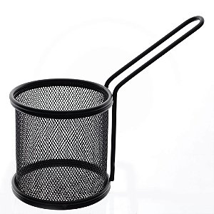 MINI CESTA REDONDA PARA ALIMENTOS EM ACO INOX D8,5XA9CM COR PRETO