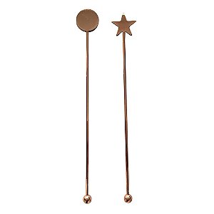 CONJUNTO DE MISTURADORES PARA DRINK 2 PECAS EM ACO INOX A19CM COR COBRE