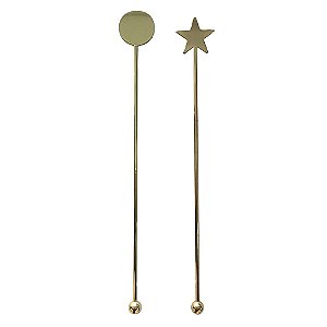 CONJUNTO DE MISTURADORES PARA DRINK 2 PECAS EM ACO INOX A19CM COR DOURADO