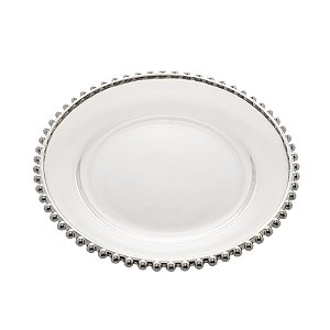 PRATO CRISTAL C/BORDA PRATEADA PEARL 20cm