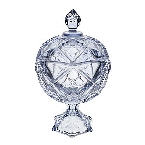 POTICHE BRUXELAS COM PE EM CRISTAL D17XA27CM COR AZUL