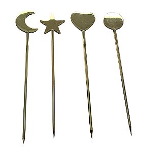 CONJUNTO APERITIVO 4 PECAS EM ACO INOX A11,5CM COR DOURADO