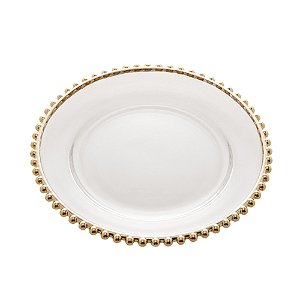 PRATO CRISTAL C/BORDA DOURADA PEARL 20cm