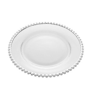 PRATO CRISTAL C/BORDA PRATEADA PEARL 28cm