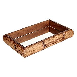 BANDEJA RETANGULAR MADEIRA BAMBOO L29XP18X4,5CM COR MARROM