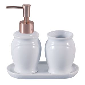 CJ 3PC P/BANHEIRO DE CERÂMICA PARIS BRANCO E ROSÉ