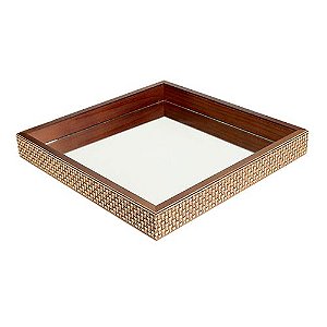 BANDEJA QUADRADA DE MADEIRA TRELICA L36XP36XA5CM COR MARROM