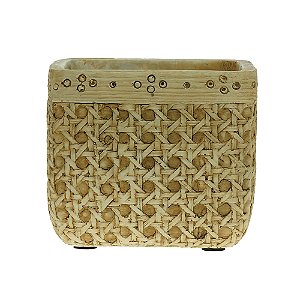VASO DECORATIVO CIMENTO PALHA 12x10cm